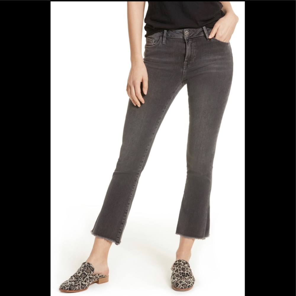 Free People Grey Raw Hem cropped straight